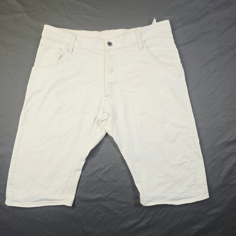 G-Star Raw Arc 3D Loose Tapered Shorts Men's Size 33 White Denim Button Fly